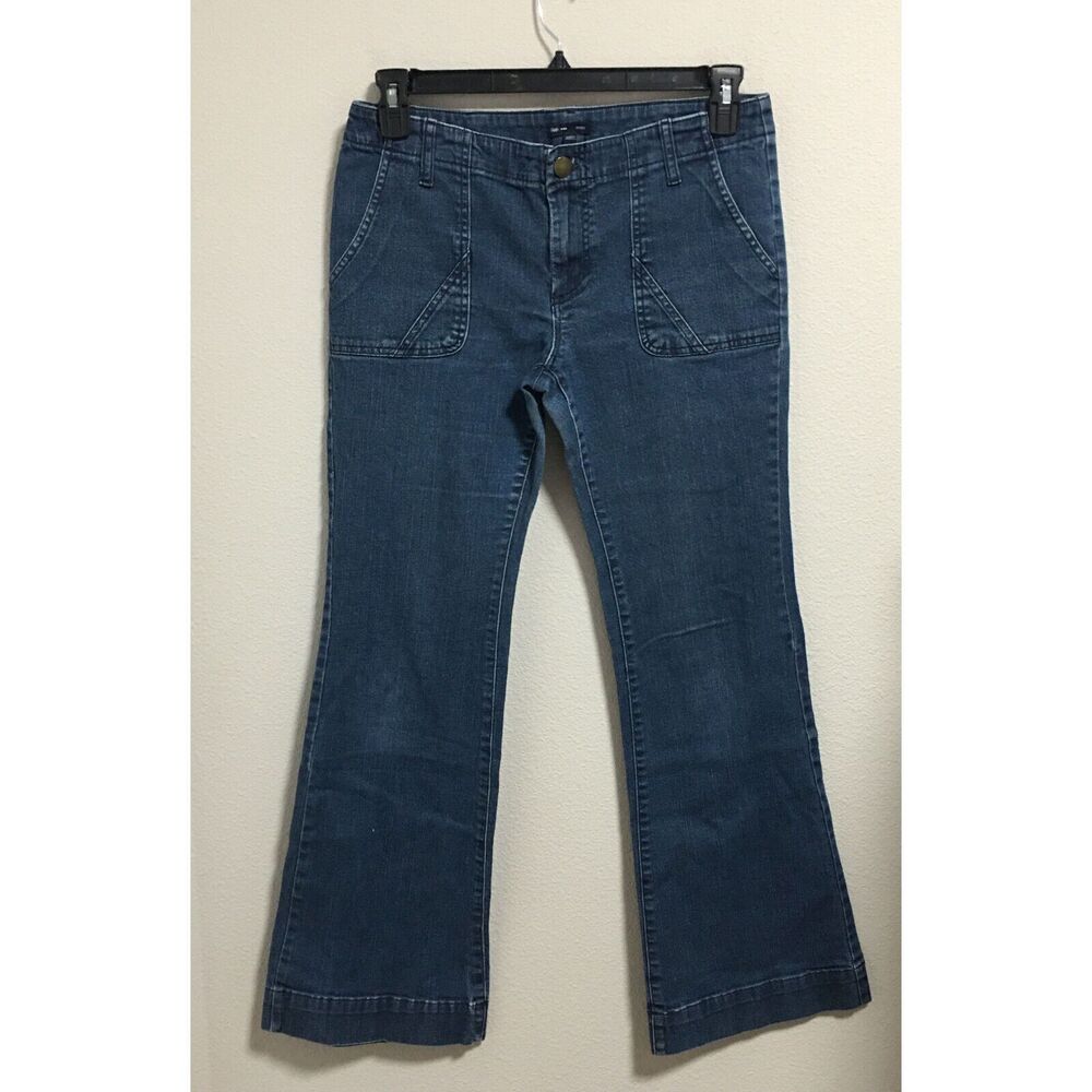 Gap Women Y2K 90's Mid Rise Pork Chop Pockets Jeans Denim Pants Dark Wash Size 8
